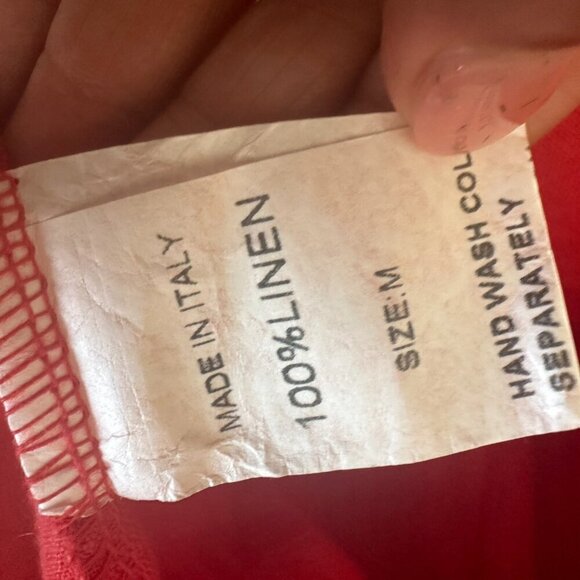 Marisa & Marie Linen Dress Red Daisy Lace Trims Tiered - Picture 11 of 16